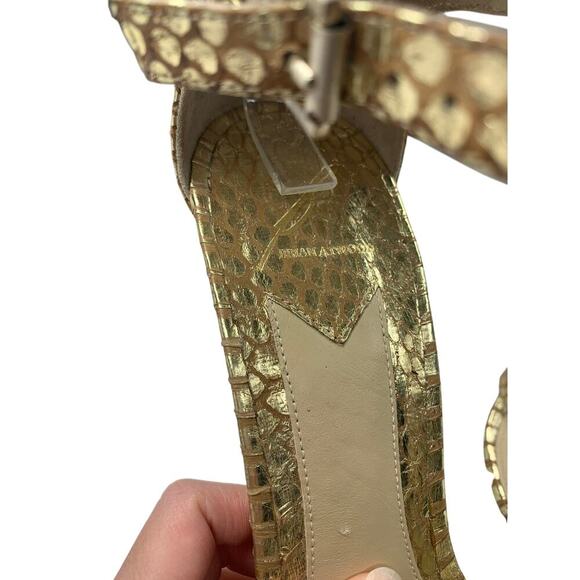 Brian Atwood Gold Snakeskin Heels - Picture 3 of 6